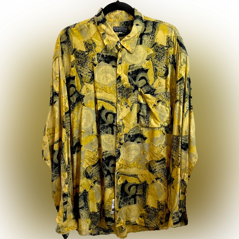 90s Fantastic Abstract Shirt Made in Italy Rayon Flowy